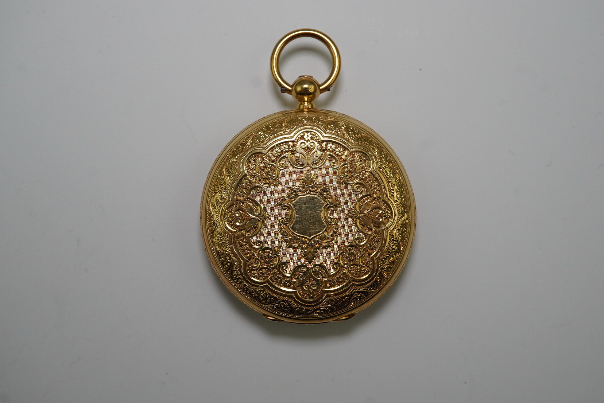 A Victorian 18ct gold open face keywind fob watch by Barnby & Rust of Hull